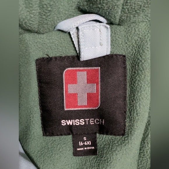 Girls Green Swiss Tech fleeced lined Winter jacket 6/6x - Picture 3 of 3